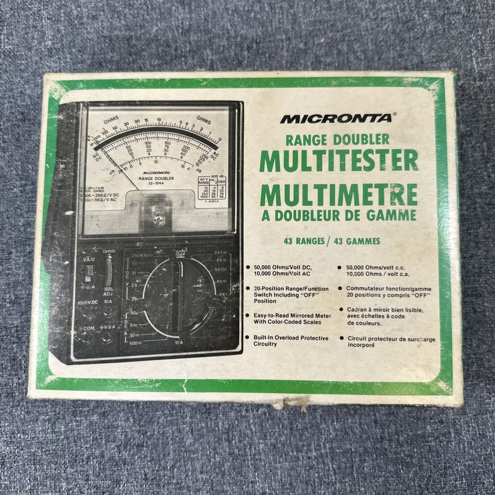 Vintage Micronta Range Doubler Multitester 43 Range Analog Multimeter 22-204A
